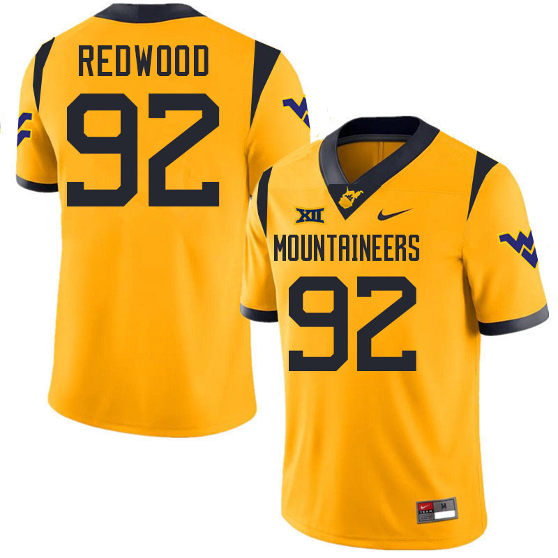 Asani Redwood WVU Jersey,West Virginia Mountaineers #92 Asani Redwood Jersey Youth College-Gold